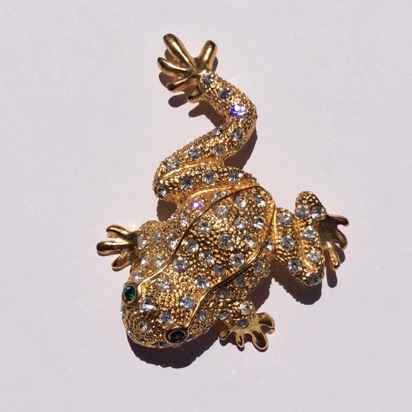 Fashion Jewelry | 3 3/4” XLarge Gold Frog Pin - Picture 2 of 4